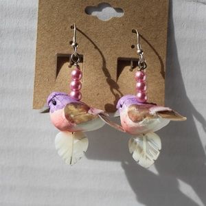 Handcrafted Bird Earrings - M.O.P. & Ster. Silver